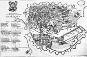 Kort over det gamle Københavns befæstningsby