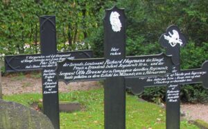 Grave, Preussisk, Norsk og Svensk, på Sct. Mariae kirkegård i Flensborg 1864