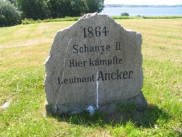 Skanse II Dybbøl Preussisk mindesten for løjtnant Ancher